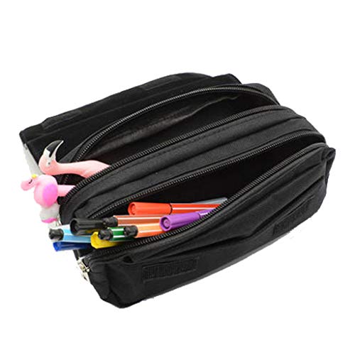 Estuche escolar para niños con compartimento, con 2 cremalleras y cierre de velcro, para artículos de escritorio, color 05