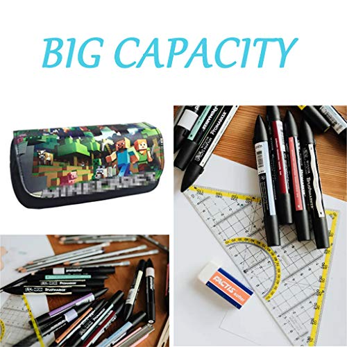 Estuche escolar para niños con compartimento, con 2 cremalleras y cierre de velcro, para artículos de escritorio, color 05