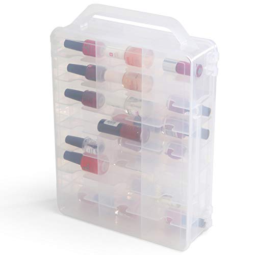 Estuche para guardar esmaltes de uñas, almacenamiento transparente de doble cara para 48 esmaltes de uñas