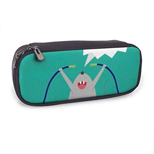 Estuche para lápices - Bad Rat Happy After Bite Cable Estuche para lápices de alta capacidad Organizador de papelería Estuche para maquillaje de viaje multifunción, Estuche para lápices de cuero Estu