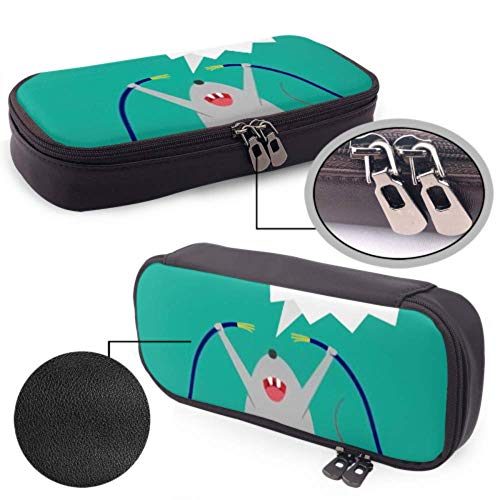 Estuche para lápices - Bad Rat Happy After Bite Cable Estuche para lápices de alta capacidad Organizador de papelería Estuche para maquillaje de viaje multifunción, Estuche para lápices de cuero Estu