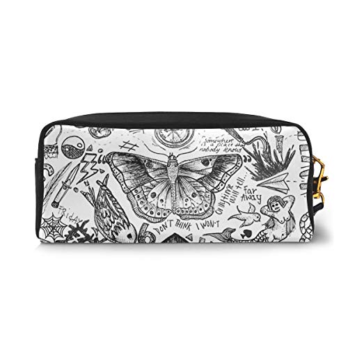 Estuche para lápices de tatuajes de One Direction, bolsa de maquillaje, cartera de gran capacidad, portátil, organizador de maquillaje para estudiantes o mujeres