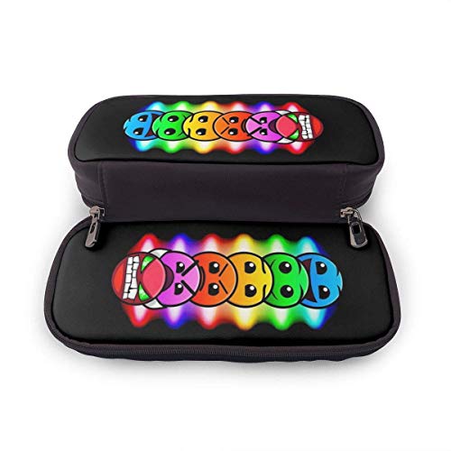 Estuche para lápices Geo-Dash - Estuche de cuero PU de alta capacidad con organizador de papelería con doble cremallera Bolsa de maquillaje cosmético multifunción