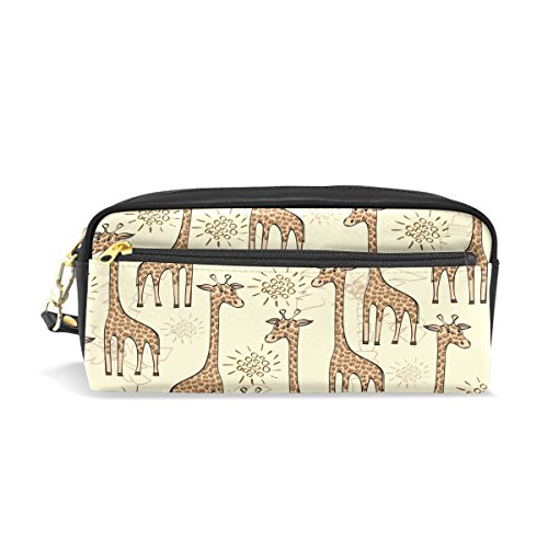 Estuche para lápices, jirafa estampado bolsa de viaje maquillaje gran capacidad impermeable cuero 2 compartimentos para niñas niños mujeres hombres