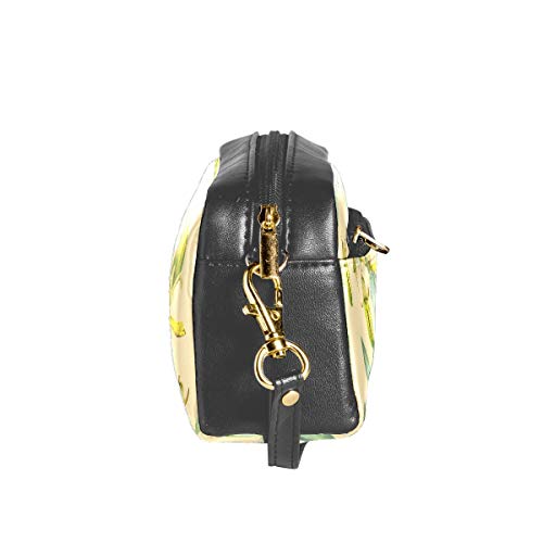 Estuche para niñas con cremallera de piel sintética y cremallera, diseño de planta de jojoba tropical, botánica, botánica, ecológica, de gran capacidad, bolsa para lápices