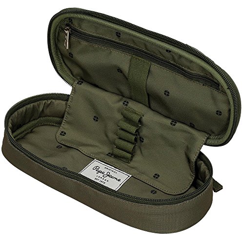 Estuche Pepe Jeans Harlow Verde Caqui con organizador interior