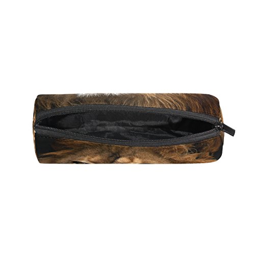 Estuche portatodo cilíndrico con forma de bolígrafo de león, bolsa de papelería con cremallera maquillaje