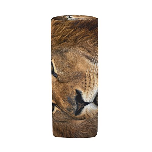 Estuche portatodo cilíndrico con forma de bolígrafo de león, bolsa de papelería con cremallera maquillaje