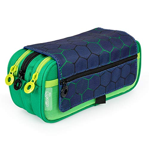 Estuche Portatodo Triple de Amplios Apartados Interiores con Cremallera Individual, Estuche para Material Escolar y Viaje, Boys Mosaico