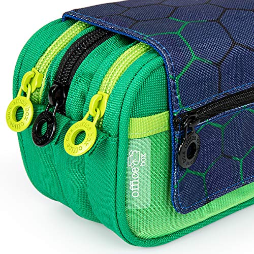 Estuche Portatodo Triple de Amplios Apartados Interiores con Cremallera Individual, Estuche para Material Escolar y Viaje, Boys Mosaico