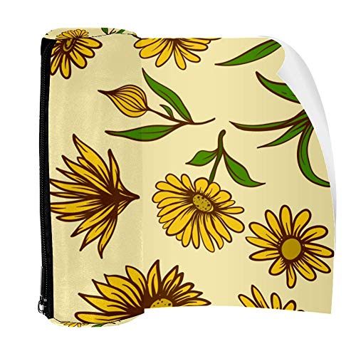 Estuche redondo con diseño de flores de caléndula con compartimentos para niñas y adultos