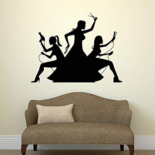 Etiqueta engomada del salón Mujer Peluquería Cabello Belleza Spa Decal Corte de pelo Carteles Vinilo Arte de la pared Tatuajes Decoración Decoración Etiqueta Engomada del Salón 58X75CM