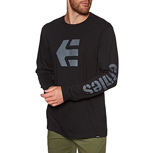 Etnies Icon - Camiseta de manga larga (talla pequeña), color negro