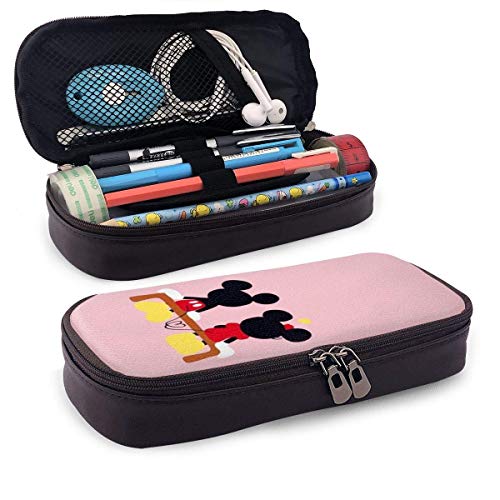 Etryrt - Estuche para lápices de puntada de gran capacidad, doble cremallera, para oficina, escuela, cosméticos, documentos esenciales para el día a día, color Mickey Mouse y Minnie talla única