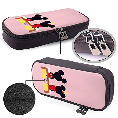 Etryrt - Estuche para lápices de puntada de gran capacidad, doble cremallera, para oficina, escuela, cosméticos, documentos esenciales para el día a día, color Mickey Mouse y Minnie talla única