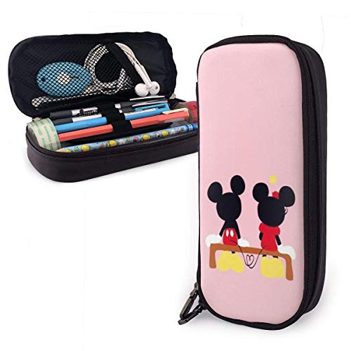 Etryrt - Estuche para lápices de puntada de gran capacidad, doble cremallera, para oficina, escuela, cosméticos, documentos esenciales para el día a día, color Mickey Mouse y Minnie talla única