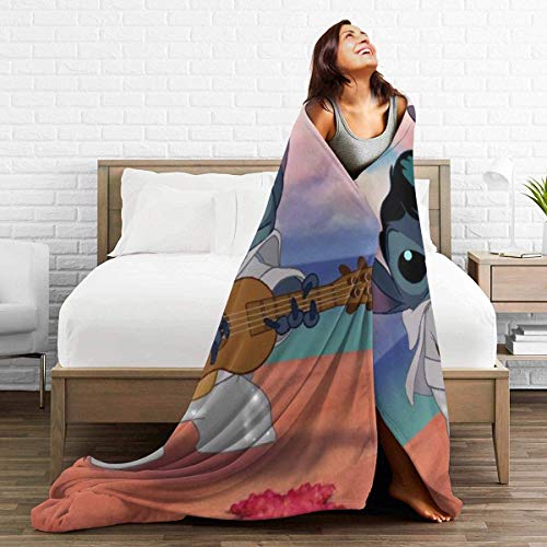 Etryrt Stitch Plays Guitar Throw Blanket Ultra Soft Microplush Bed Blanket-All Season Premium Fluffy Microfiber Fleece Throw for Sofa Couch Throw60 x50