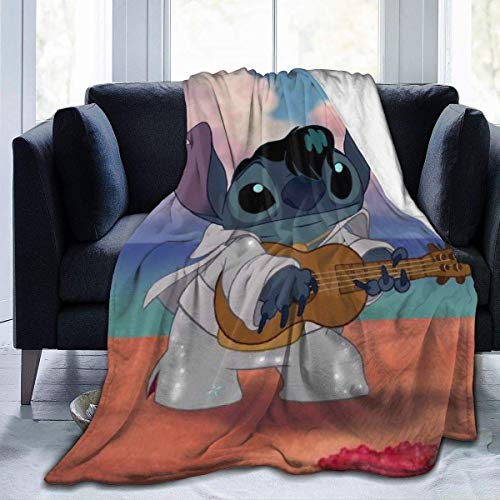 Etryrt Stitch Plays Guitar Throw Blanket Ultra Soft Microplush Bed Blanket-All Season Premium Fluffy Microfiber Fleece Throw for Sofa Couch Throw60 x50