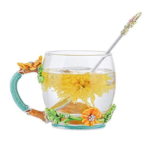 evecase - Tazas de café de cristal transparente sin plomo con cuchara de acero, regalo personalizado para mujeres, esposa, mamá, niña, profesor, amigas, cumpleaños, madres, día de San Valentín (verde)