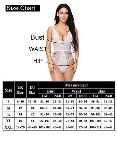 Evelife Body Encaje Mujer Sexy Teddy Bodysuit Ropa Interior V Profundo Snap Crotch Ropa de Dormir Lencería Transparente(Vino Tinto S)