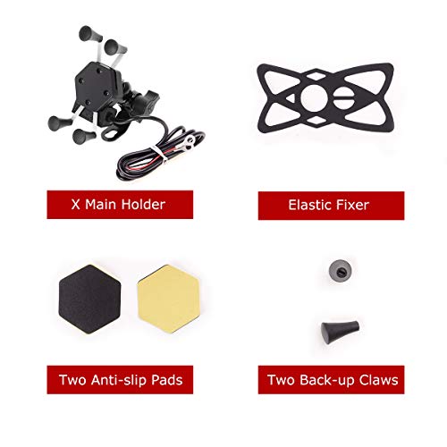 Evermotor Universal Anti Vibración Soporte Móvil Moto de la Rotación de 360 ​​° del Cargador del USB iPhone Samsung GPS ATV Scooter Moped