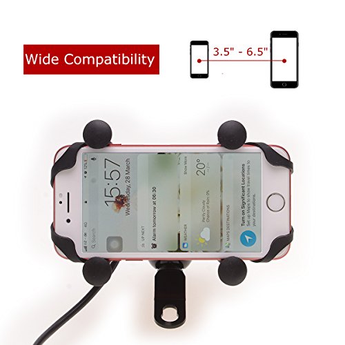 Evermotor Universal Anti Vibración Soporte Móvil Moto de la Rotación de 360 ​​° del Cargador del USB iPhone Samsung GPS ATV Scooter Moped