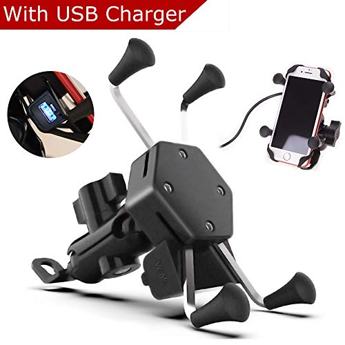 Evermotor Universal Anti Vibración Soporte Móvil Moto de la Rotación de 360 ​​° del Cargador del USB iPhone Samsung GPS ATV Scooter Moped