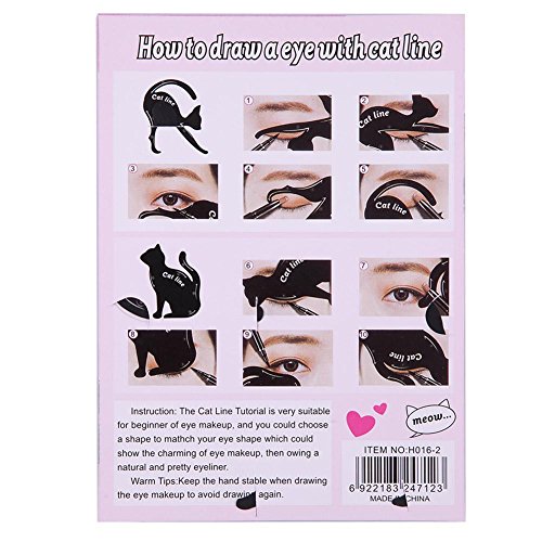 Everpert Cat Eyeliner Stencil Maquillaje modelos de cejas tarjeta de plantilla de sello 2pcs / Set