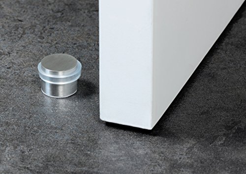EVI Herrajes I-163-B Tope De Puerta Adhesivo,Acero Inoxidable, Acabado Mate, Goma Blanca