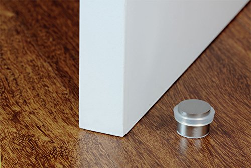 EVI Herrajes I-163-B Tope De Puerta Adhesivo,Acero Inoxidable, Acabado Mate, Goma Blanca