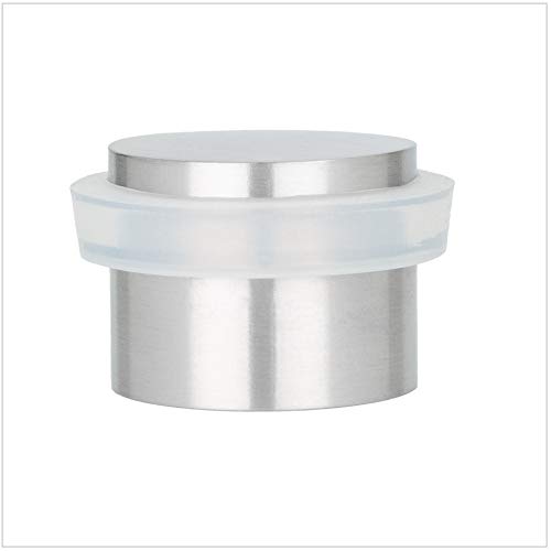 EVI Herrajes I-163-B Tope De Puerta Adhesivo,Acero Inoxidable, Acabado Mate, Goma Blanca