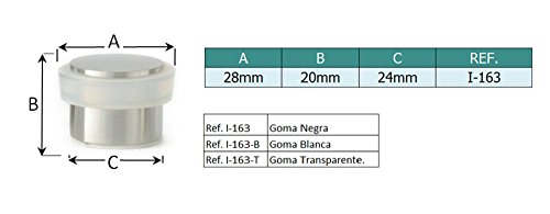 EVI Herrajes I-163-B Tope De Puerta Adhesivo,Acero Inoxidable, Acabado Mate, Goma Blanca