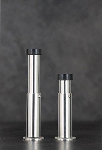 EVI Herrajes I-182-CB Tope de Puerta Pared, Acero Inoxidable Version con Base roscada y Bloqueo de Seguridad. Goma Negra, Regulable 88-120mm (nuevo)