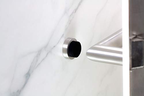 EVI Herrajes I-205/24 Tope de Puerta, Inox Mate-Goma Negra, 24x14mm