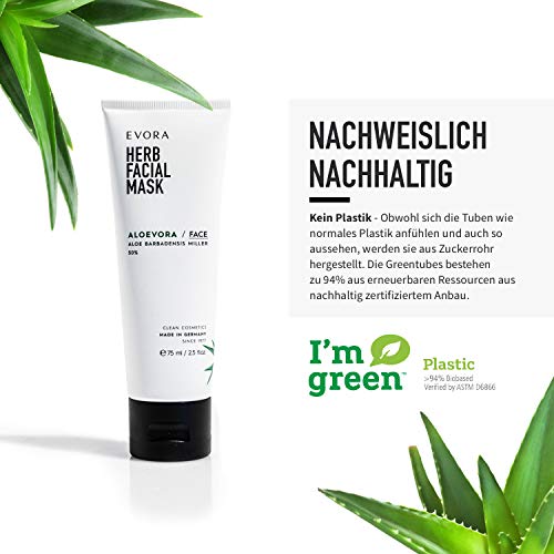Evora© Aloevora Herbal Facial Mask – Aloe Vera – Máscara facial – Antienvejecimiento contra espinillas y espinillas – Exfoliante para la cara – Cuidado facial para la piel