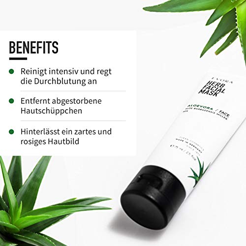 Evora© Aloevora Herbal Facial Mask – Aloe Vera – Máscara facial – Antienvejecimiento contra espinillas y espinillas – Exfoliante para la cara – Cuidado facial para la piel