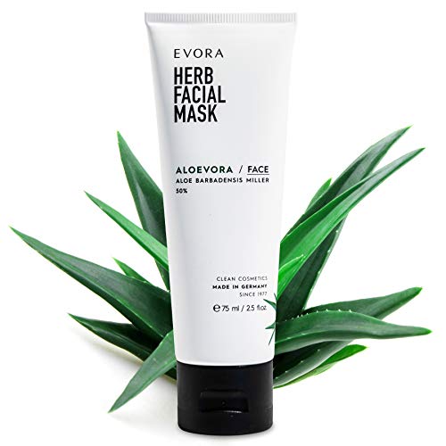 Evora© Aloevora Herbal Facial Mask – Aloe Vera – Máscara facial – Antienvejecimiento contra espinillas y espinillas – Exfoliante para la cara – Cuidado facial para la piel