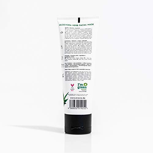 Evora© Aloevora Herbal Facial Mask – Aloe Vera – Máscara facial – Antienvejecimiento contra espinillas y espinillas – Exfoliante para la cara – Cuidado facial para la piel