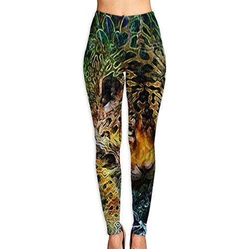 Ewtretr Mujer Pantalones de Yoga Pantalones Deportivos, Green Eyed Tiger Printed Yoga Pants for Women Tummy Control Workout Running Stretch Yoga Leggings