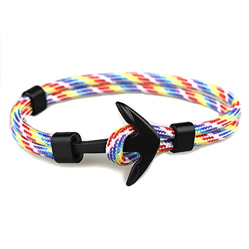 EXINOX Pulsera Nautica | Hombre Mujer | Nautica Edition | Ancla Negro Mate (Arcoiris)