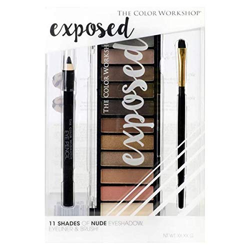 Exposed Eyeshadow Palette - The Color Workshop - Paleta de Sombras de Ojos - 11 Tonos Suaves y Mezclables, con Pincel de Sombra de Ojos y Lápiz de Ojos
