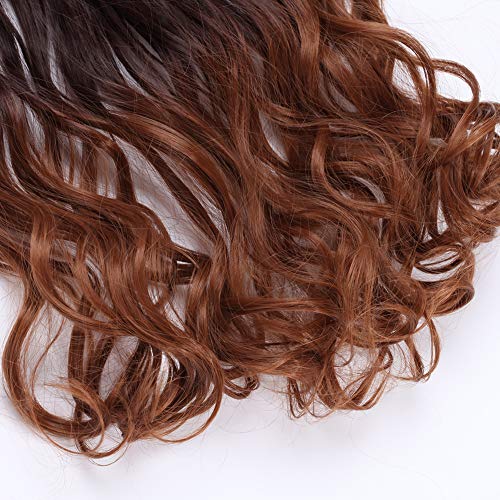 Extensión con hilo invisible Cabello largo ondulado Marrón Extensiones de alambre de 50 cm Banda única ondulada Sin clip en 3/4 Cabeza completa - Mezcla de chocolate marrón oscuro