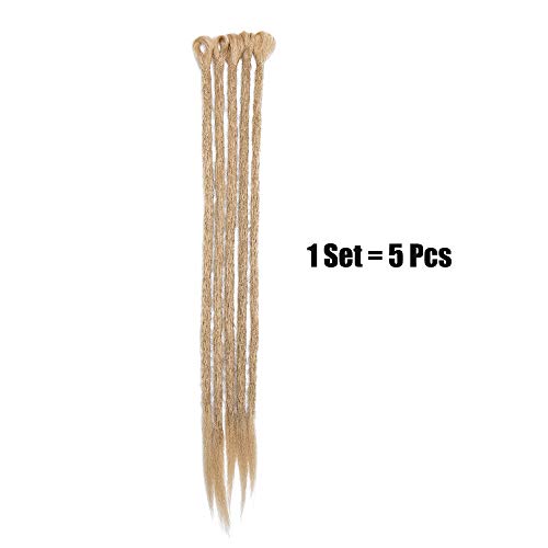 Extensión Dreadlock Extensión sintética para el cabello Rasta para trenzas largas Trenzas Trenzas para el cabello Fibras 50cm para Mujer Hombre, Paquete de 5, Rubio ceniza
