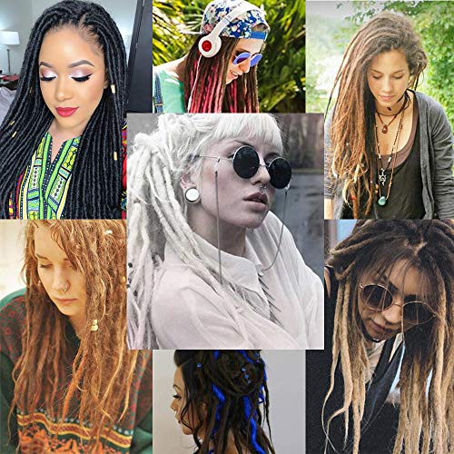 Extensión Dreadlock Extensión sintética para el cabello Rasta para trenzas largas Trenzas Trenzas para el cabello Fibras 50cm para Mujer Hombre, Paquete de 5, Rubio ceniza