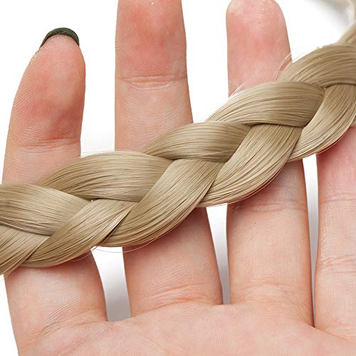 Extensión Natural del cabello Diadema trenzada Trenza para el cabello Cabello Trenzado grueso Accesorio para el pelo Traje para mujeres Niñas 0.6” - Rubio ceniza