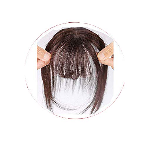 Extensiones de flequillo con clip en el cabello humano 18CM # 2 Marrón más oscuro 6D Bangs con templos Clip Ons Extensiones de cabello Bangs y Bun Extensiones de cabello humano (7 * 10 CM)
