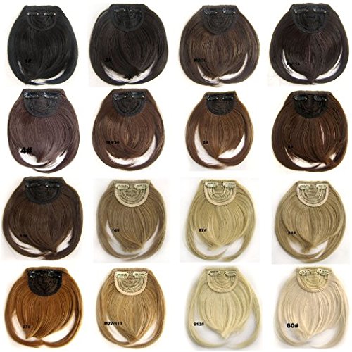 Extensiones de pelo largo de dos greñas laterales con flequillo sintético con cinta para el pelo, extensiones de pelo con clip, accesorios para el cabello lateral, aspecto de cabello humano, 33 colores en U Pick Middle
