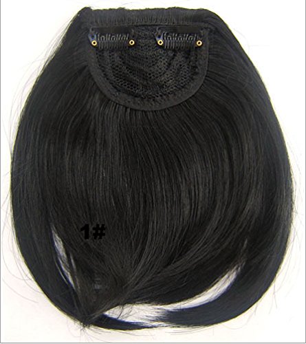 Extensiones de pelo sintético, corto, recto, con abrazaderas laterales, falsas, color negro, marrón, blanco rubio.