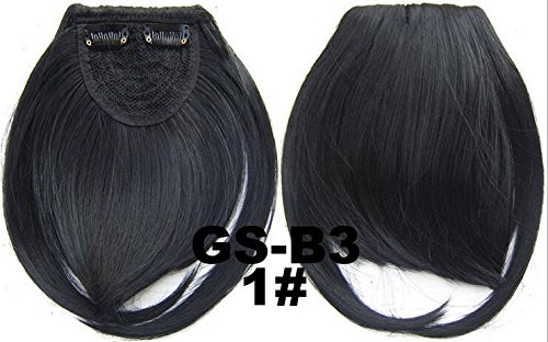 Extensiones de pelo sintético, corto, recto, con abrazaderas laterales, falsas, color negro, marrón, blanco rubio.