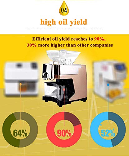 Extracción de prensa de aceite de cocina - Extractor de prensa de aceite comercial frío/calor automático eléctrico 550W para cacao de lino de oliva y lino de cacahuete,Gold